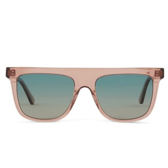 DIFF Stevie 55mm Gradient Flat Top Sunglasses Cafe Ole w/Tortiose Sea green lens - Picture 2 of 6